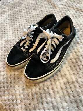 Vans Black and White Old Skool Low-Top Sneakers